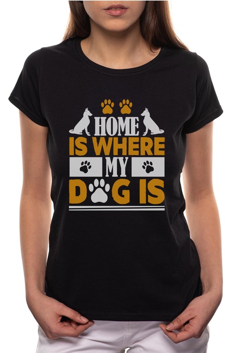 My Dog, Kerek nyakú női póló, 100% Pamut, BR425, Fekete