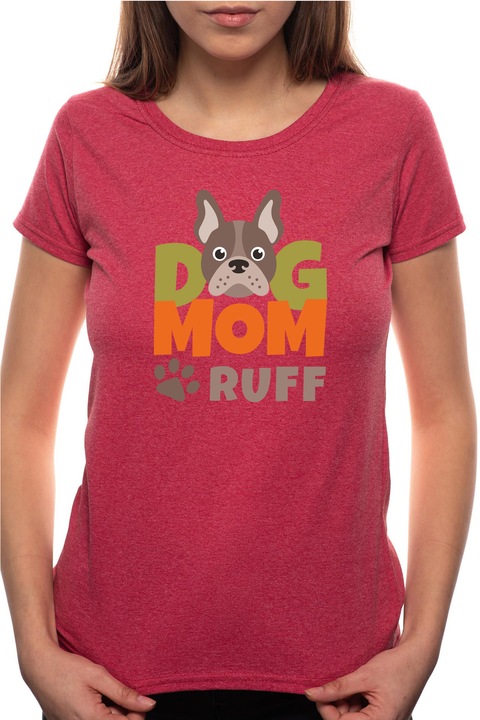 Dog Mom, Kerek nyakú női póló, 100% Pamut, BR426, Bordó