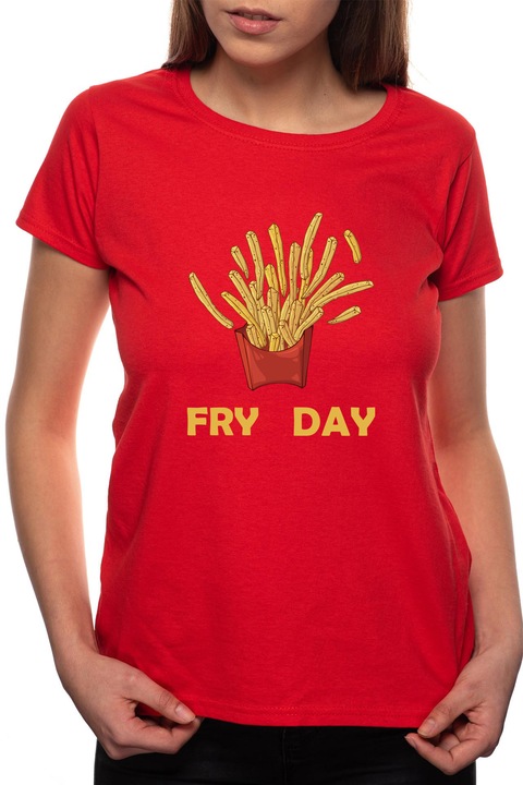Fry Day, Kerek nyakú női póló, 100% Pamut, BR431, Piros