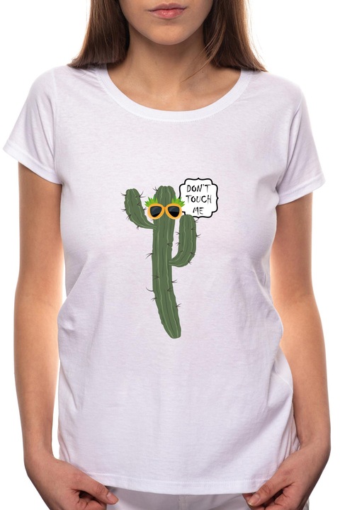 Kaktusz, Kerek nyakú női póló, 100% Pamut, BR434, Fehér