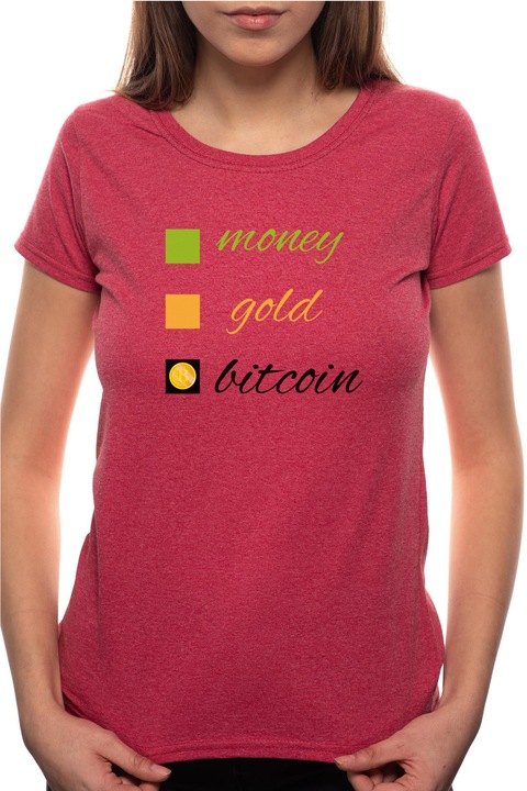 Bitcoin, Kerek nyakú női póló, 100% Pamut, BR432, Bordó
