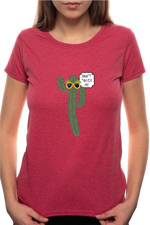 Kaktusz, Kerek nyakú női póló, 100% Pamut, BR434, Bordó