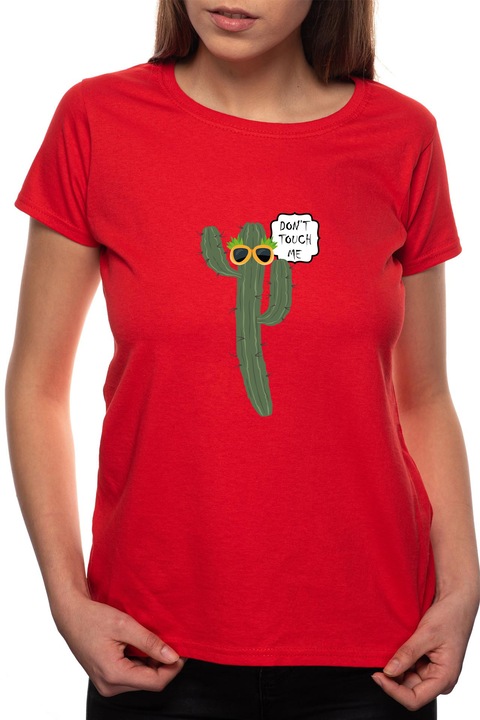 Kaktusz, Kerek nyakú női póló, 100% Pamut, BR434, Piros