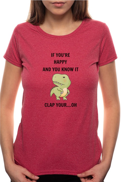 T-Rex, Kerek nyakú női póló, 100% Pamut, P436, Bordó