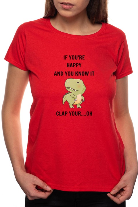 T-Rex, Kerek nyakú női póló, 100% Pamut, P436, Piros