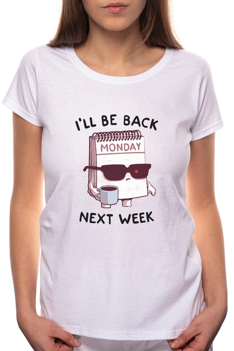 Monday, Kerek nyakú női póló, 100% Pamut, BR437, Fehér