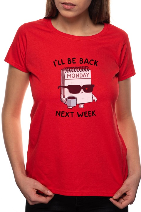 Monday, Kerek nyakú női póló, 100% Pamut, BR437, Piros