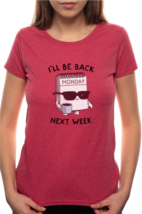 Monday, Kerek nyakú női póló, 100% Pamut, BR437, Bordó