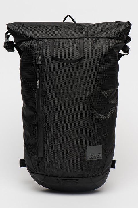 Jack Wolfskin, Rucsac cu buzunar frontal si fermoar Helsinki Rolltop - 18 L, Negru