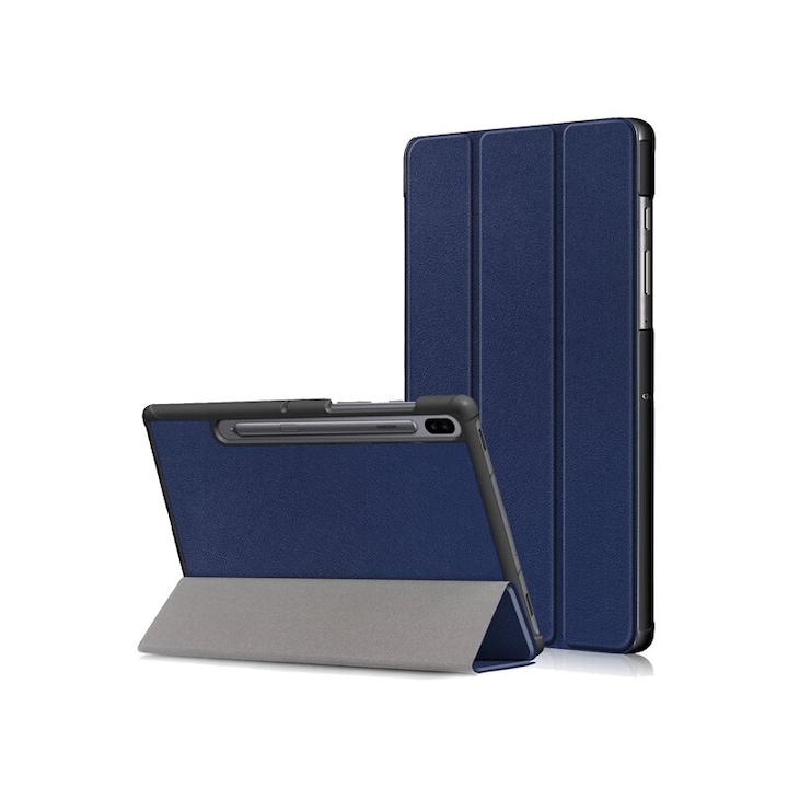 Flip cover tabletta védőtok Samsung Galaxy Tab S6 10.5 kompatibilis, FoldPro, ökológiai bőr, kék