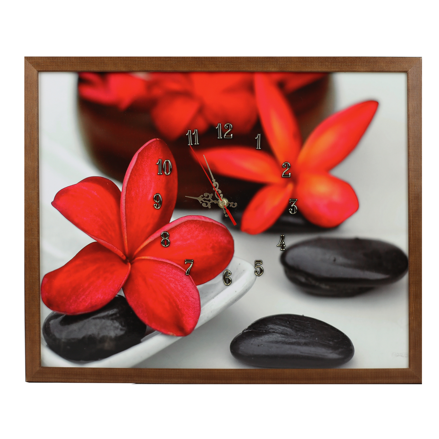 Tablou cu ceas Heinner Home inramat, 40x50 cm, Red Flower