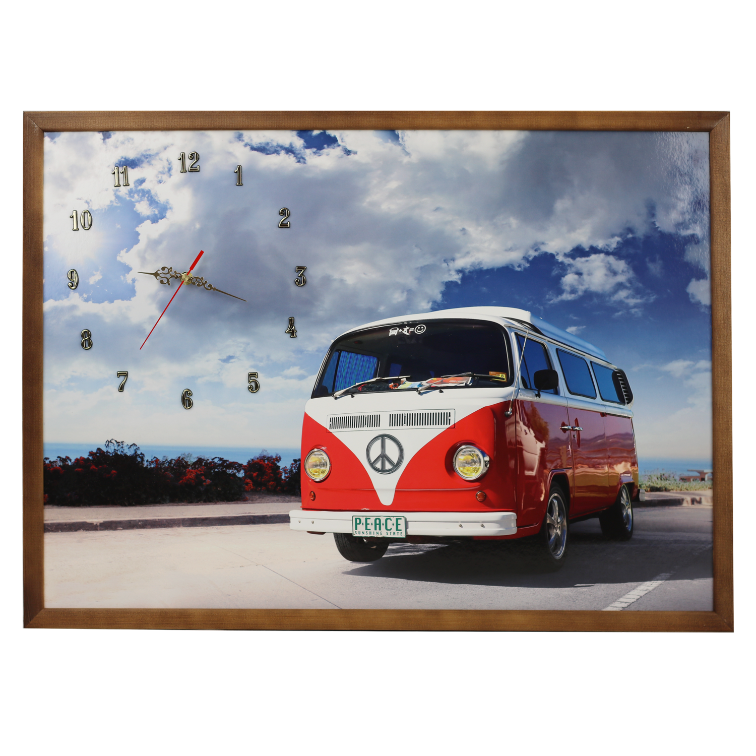 Tablou cu ceas Heinner Home inramat, 50x70 cm, Red Bettle