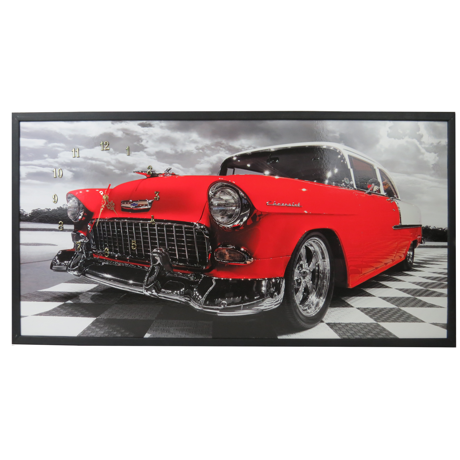 Tablou cu ceas Heinner Home inramat, 50x100 cm, Red Chevy