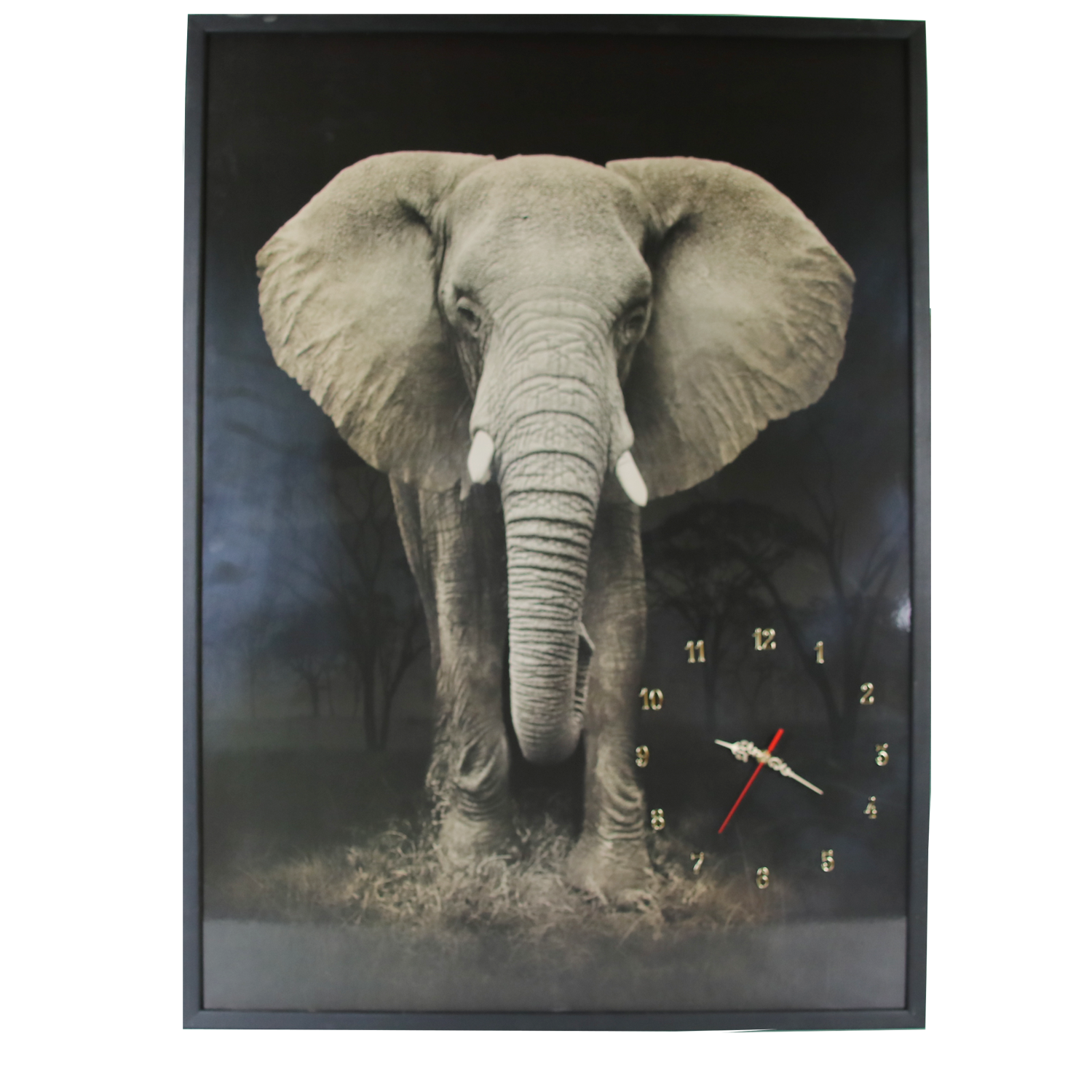 Tablou cu ceas Heinner Home inramat, 70x100 cm, Elephant