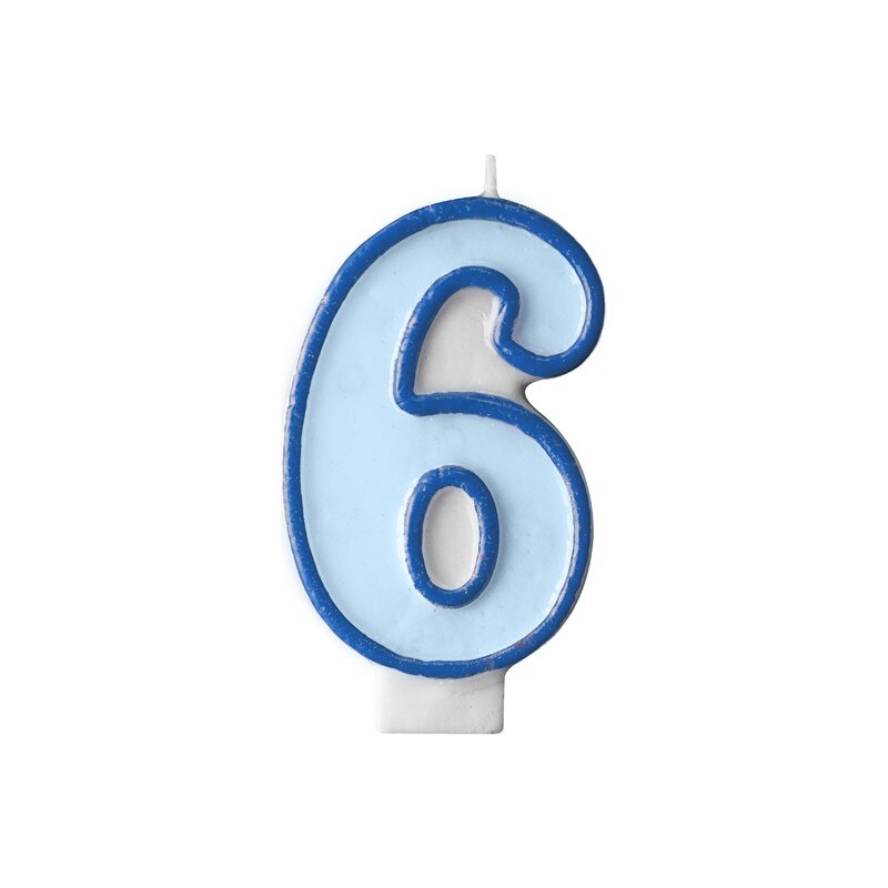 Lumanare aniversara pentru tort, Cifra 6, Albastru