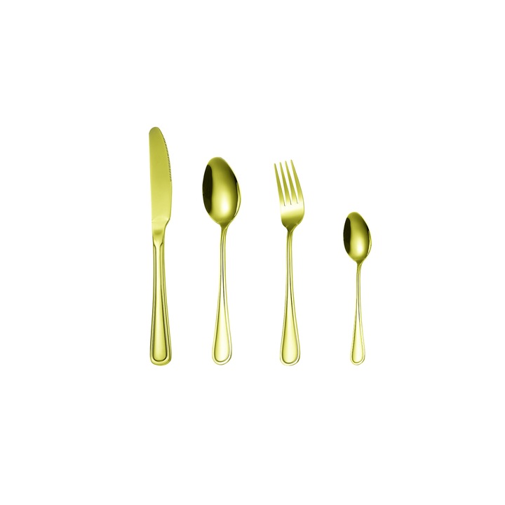 Set 24 tacamuri, stainless stell, pentru 6 persoane, TRENDY’S, gold