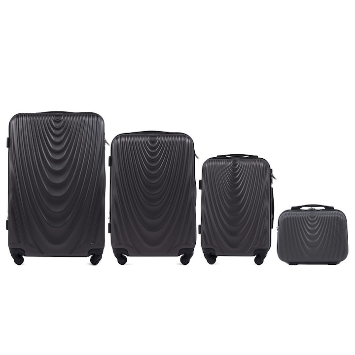 Комплект куфари Wings W304 Falcon и Козметична чанта, Aнтрацит, 4 броя