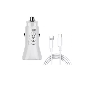 Incarcator auto Apple, adaptor auto 20 W si cablu de date USB-C la Lightning, 1m, Alb, TCL-BBL4481 Incarcator auto Apple, adaptor auto 20 W si cablu de date USB-C la Lightning, 1m, Alb, TCL-BBL4481