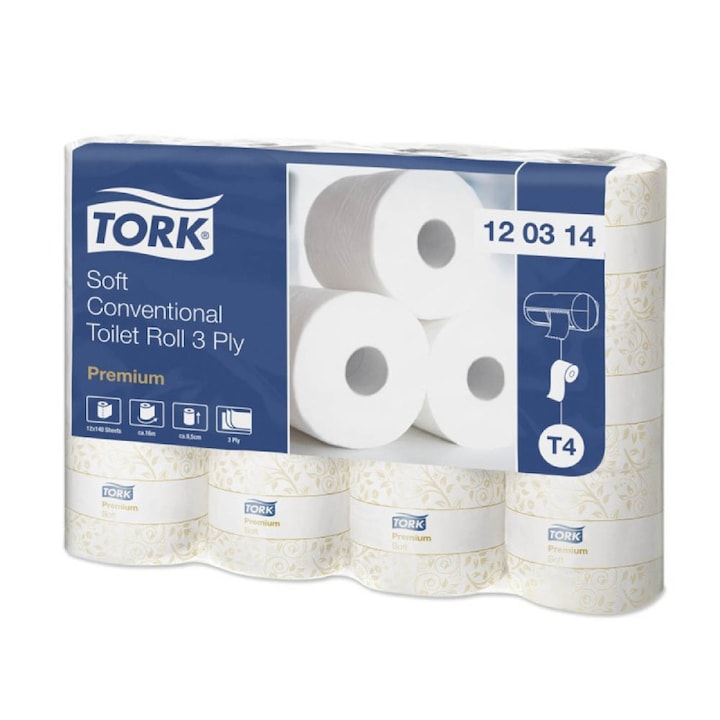 Csomag 12x Premium WC papír T4, 3 réteg, fehér színű