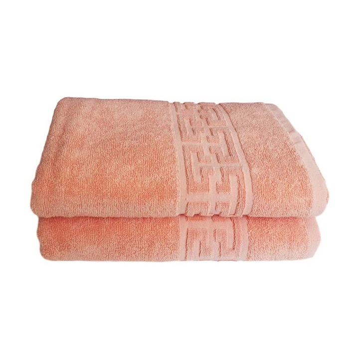 Комплект от 2 кърпи, сини, 848-PR, 100% памук, гръцки бордюр, 70x140 см