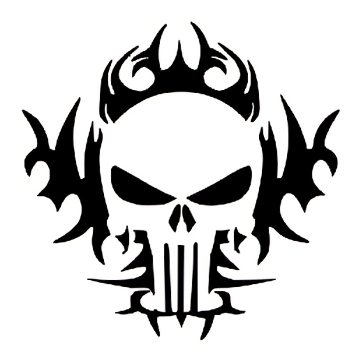 Sticker decorativ auto, Skull badass, 13x15 cm, negru