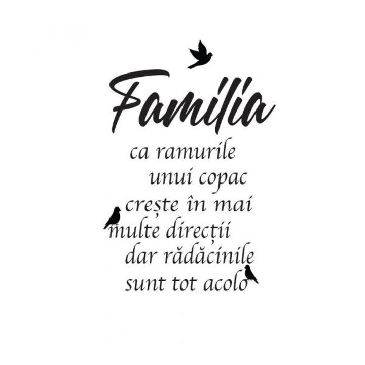 Sticker decorativ perete / geam, Familia ca ramurile, 25x11 cm, negru