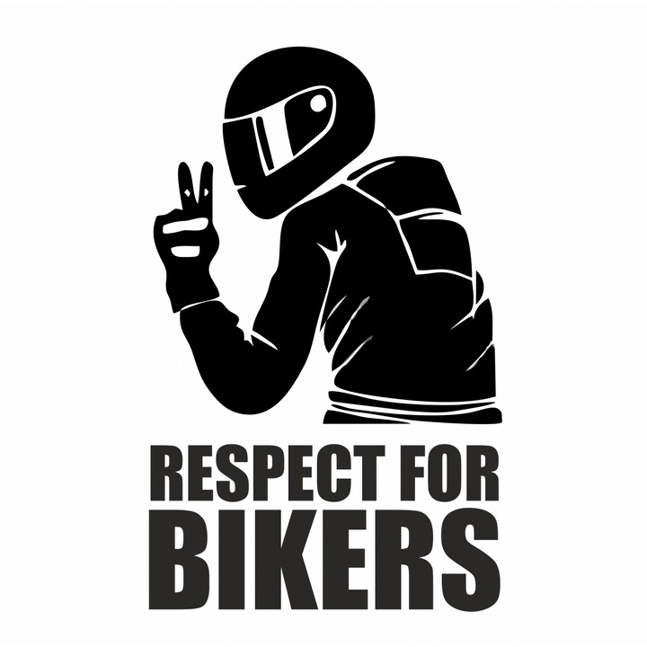 Sticker decorativ auto, Respect for bikers, 15x12 cm, negru