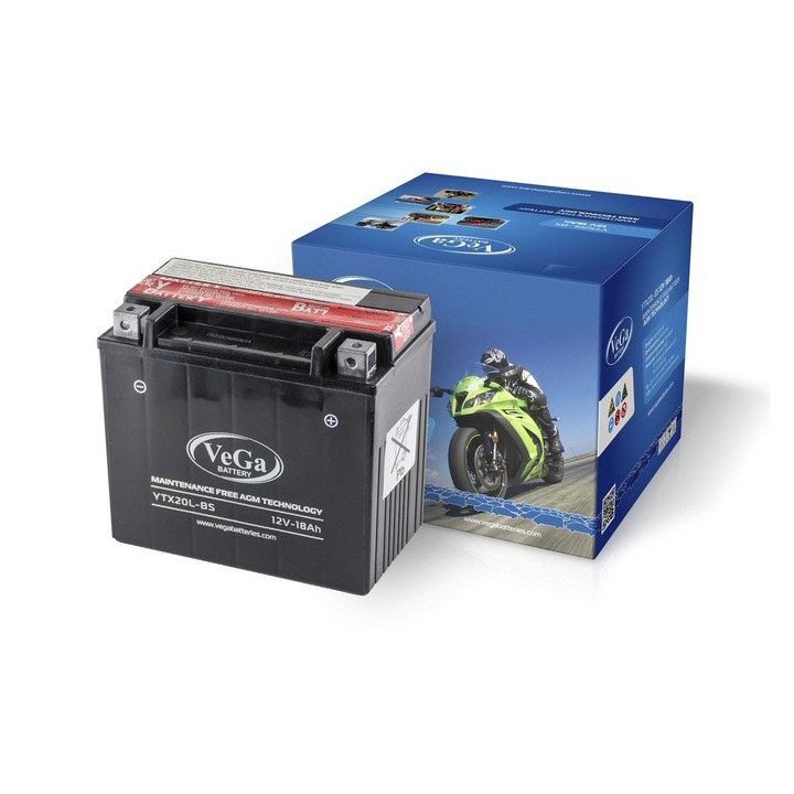 Мото акумулатор Vega YTX20L-BS 12V, 18Ah