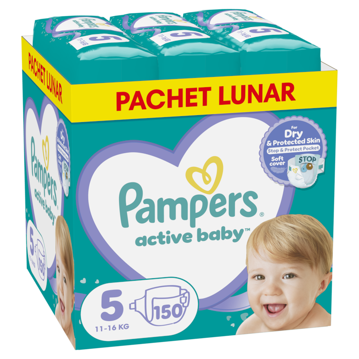 Pampers Active Baby pelenka, Junior 5, 11-16 kg, havi pelenkacsomag, 150 db
