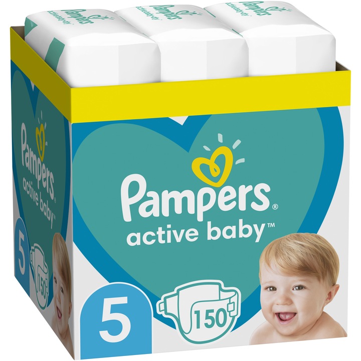 Пелени Pampers Active Baby XXL BOX, Размер 5, 11-16 кг, 150 броя