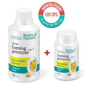 Supliment alimentar Pachet Evening Primrose+Vit E, Rotta Natura, 120 cps la pret de 90 cps Supliment alimentar Pachet Evening Primrose+Vit E, Rotta Natura, 120 cps la pret de 90 cps
