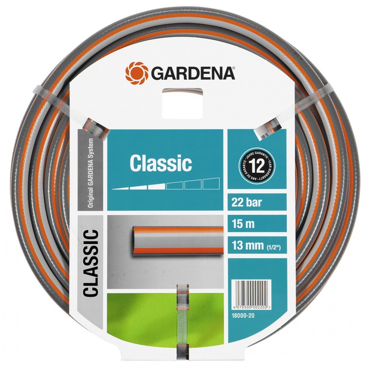 Маркуч Gardena, Classic 1/2", 15 метра, Оранжев/Сив