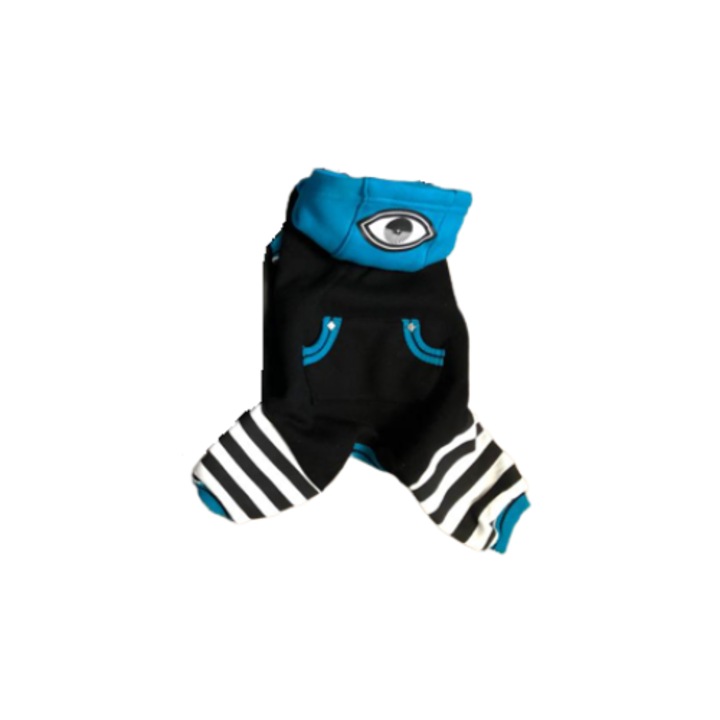 Salopeta pentru caini, Negru/Albastru, 35 cm