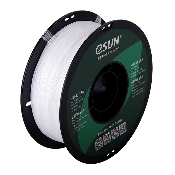 Filament Flexibil eSUN eTPU-95A Alb 1.75mm 1Kg
