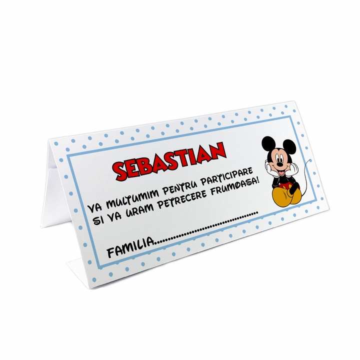 Set 10 bucati, Plic de Bani Botez Mickey, Carton Alb, Personalizate si Asamblate, 21x10 cm
