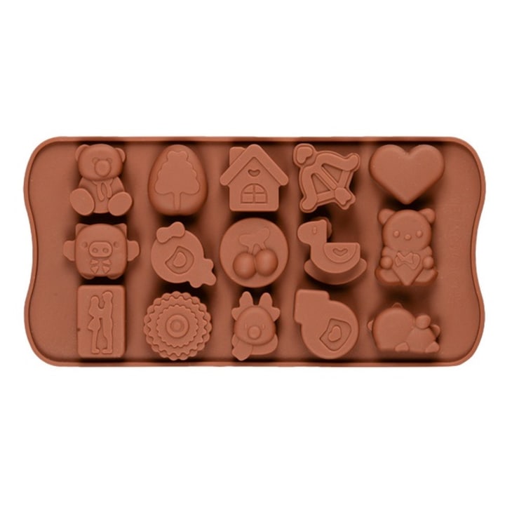Forma din Silicon pentru Praline din Ciocolata, Bomboane, Jeleuri sau Cuburi de Gheata, Multiple Simboluri, 21 x 10 x 1 cm, Original Deals