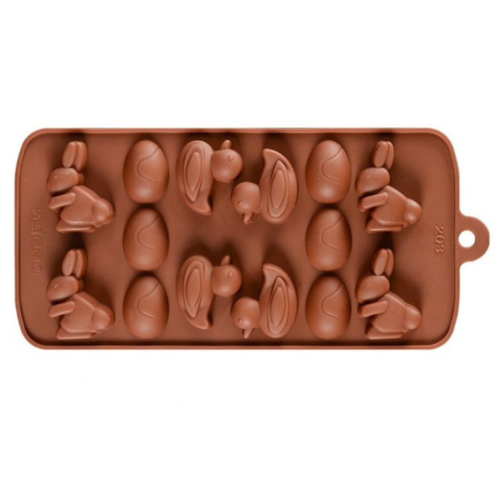 Forma din Silicon pentru Ciocolata de Casa, Bomboane, Jeleuri sau Cuburi de Gheata, Rate, Iepuri si Oua, 21 x 10 x 1 cm, Original Deals