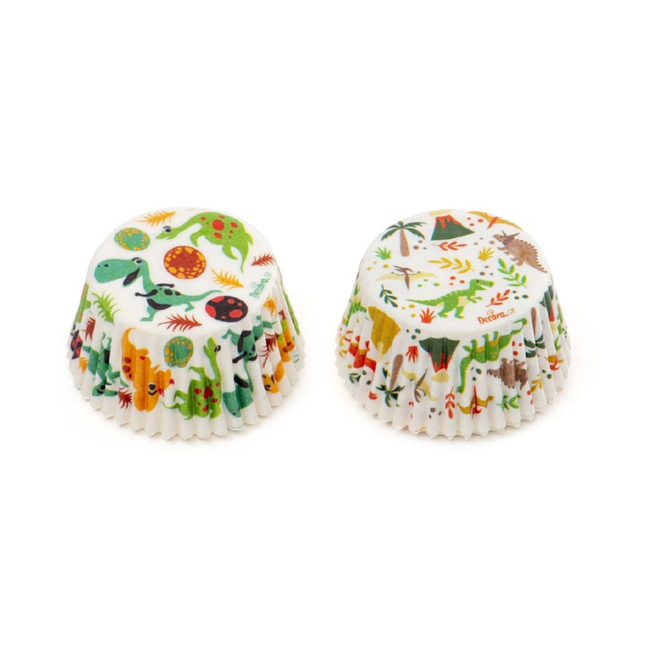 Комплект 36 хартиени форми за кексчета Динозавър, Decora