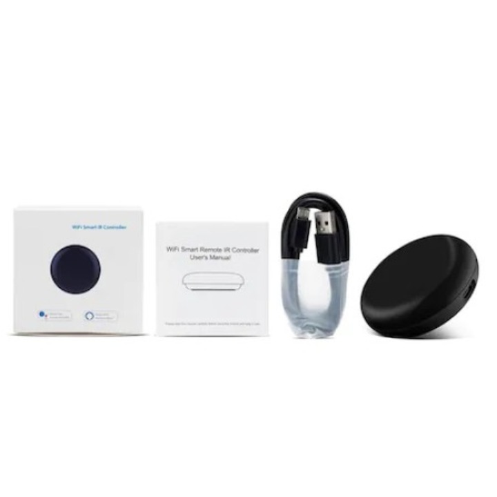 Smart IR WiFi дистанционно управление, TV A/C управление, Tuya Smart приложение, съвместимо с Alexa и Google Assistant, Universal, Черен
