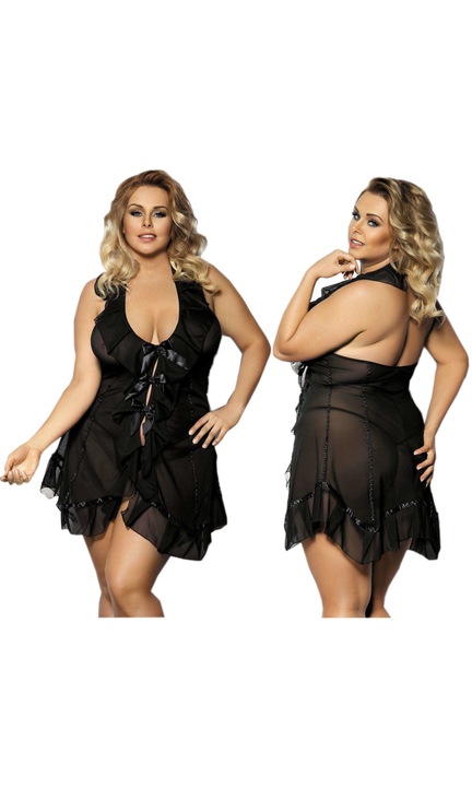 Szexi fehérnemű Anais Apparel, ACRE, Szatén, Fekete, 3XL-4XL