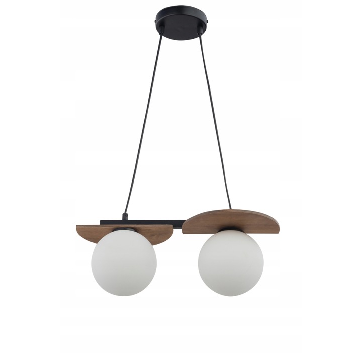 Lustra Mirror cu 2 surse de lumina, SIGMA, Otel, Negru/Maro, G9, 80x43 cm