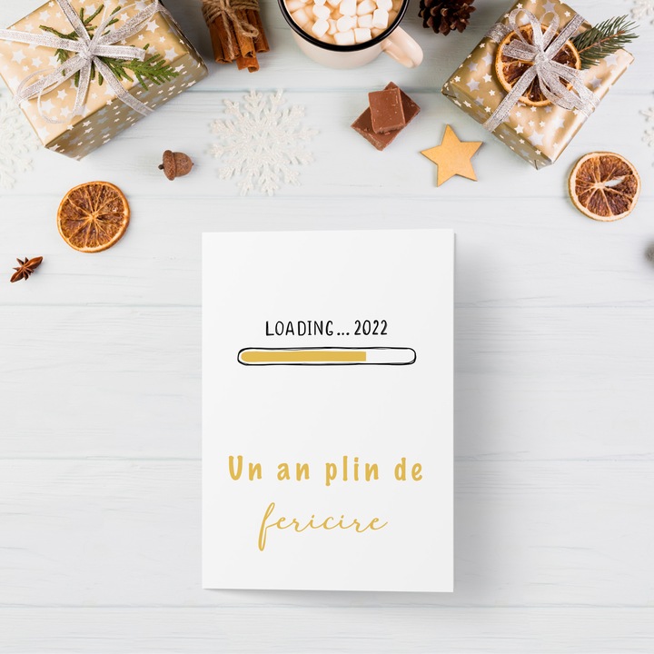 Felicitare anul nou cu plic, hartie texturata premium - 2023 cu fericire