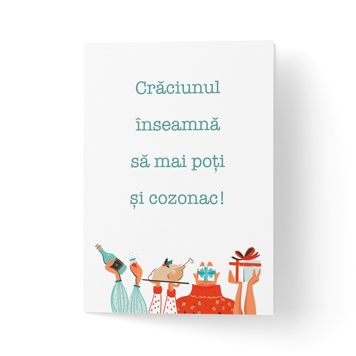 Felicitare de Craciun cu plic, hartie texturata premium - Cozonac de Craciun