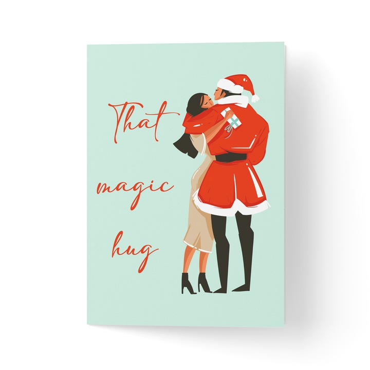 Felicitare de Craciun cu plic, hartie texturata premium - Magic hug