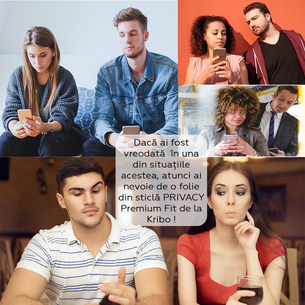 Folie Sticla Kribo, Privacy Premium Fit, pentru Apple iPhone 12 Pro Max, HD, 9H, Protectie Ecran Premium, Full Cover, Full Glue