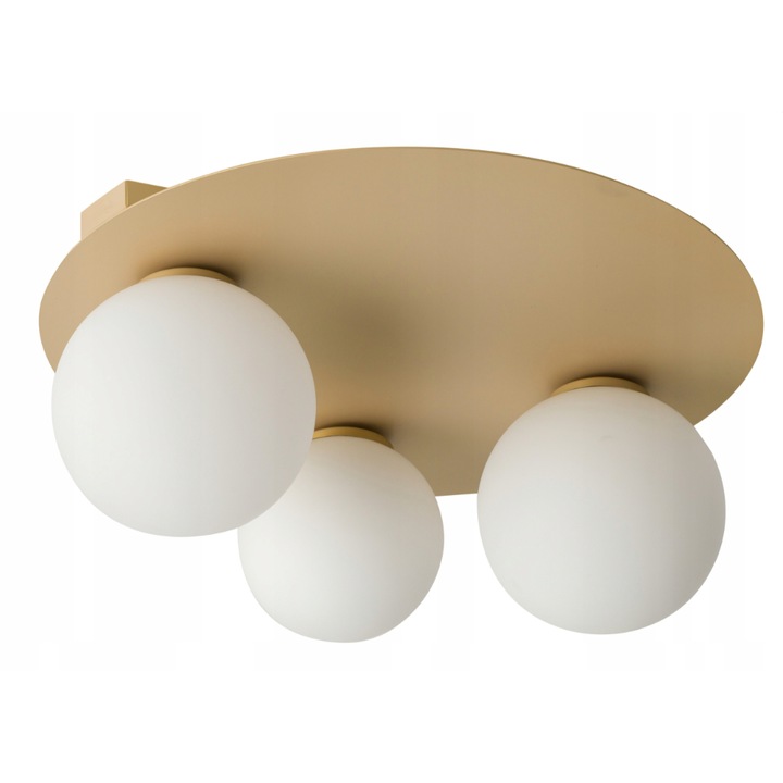 Lustra Argon cu 3 surse de lumina, SIGMA, Otel, Auriu/Alb, G9, 19x40 cm