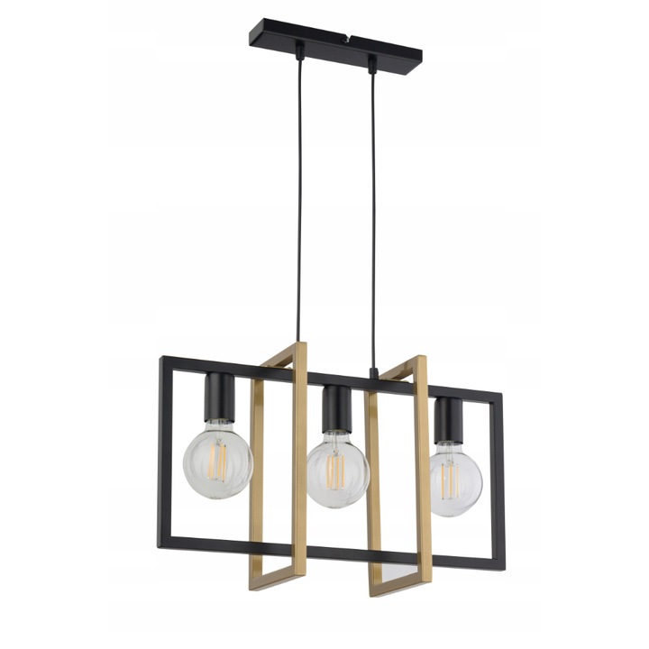 Полилей SIGMA Eden, С 3 източника на светлина, Стомана, Черно/Златист, E27, 80x50 см