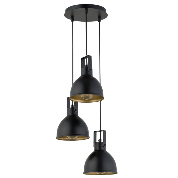 Полилей Mars с 3 източника на светлина, SIGMA, стомана, черно/злато, E27, 80x30 см