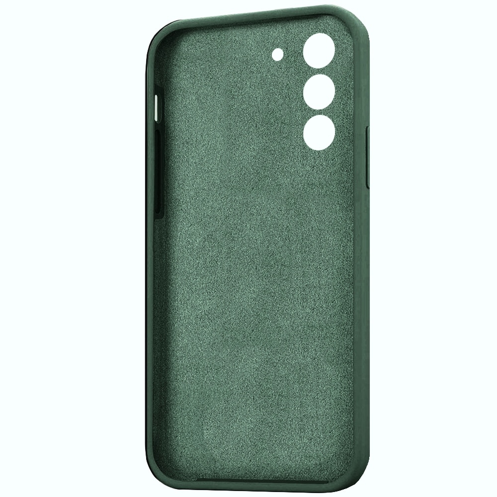 Husa protectie compatibila cu Samsung Galaxy S22, silicon Verde inchis, slim, cu interior de catifea, protectie camera, PlanetPhone