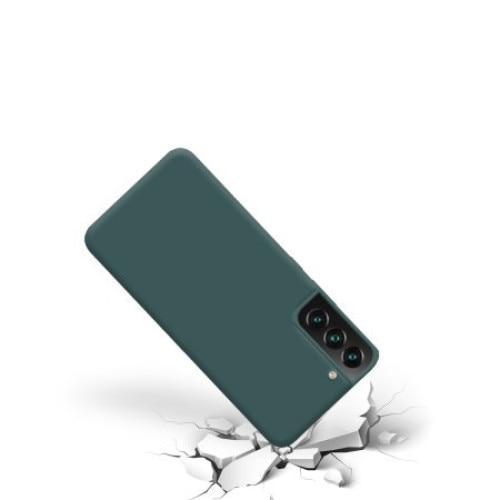 Husa protectie compatibila cu Samsung Galaxy S22, silicon Verde inchis, slim, cu interior de catifea, protectie camera, PlanetPhone